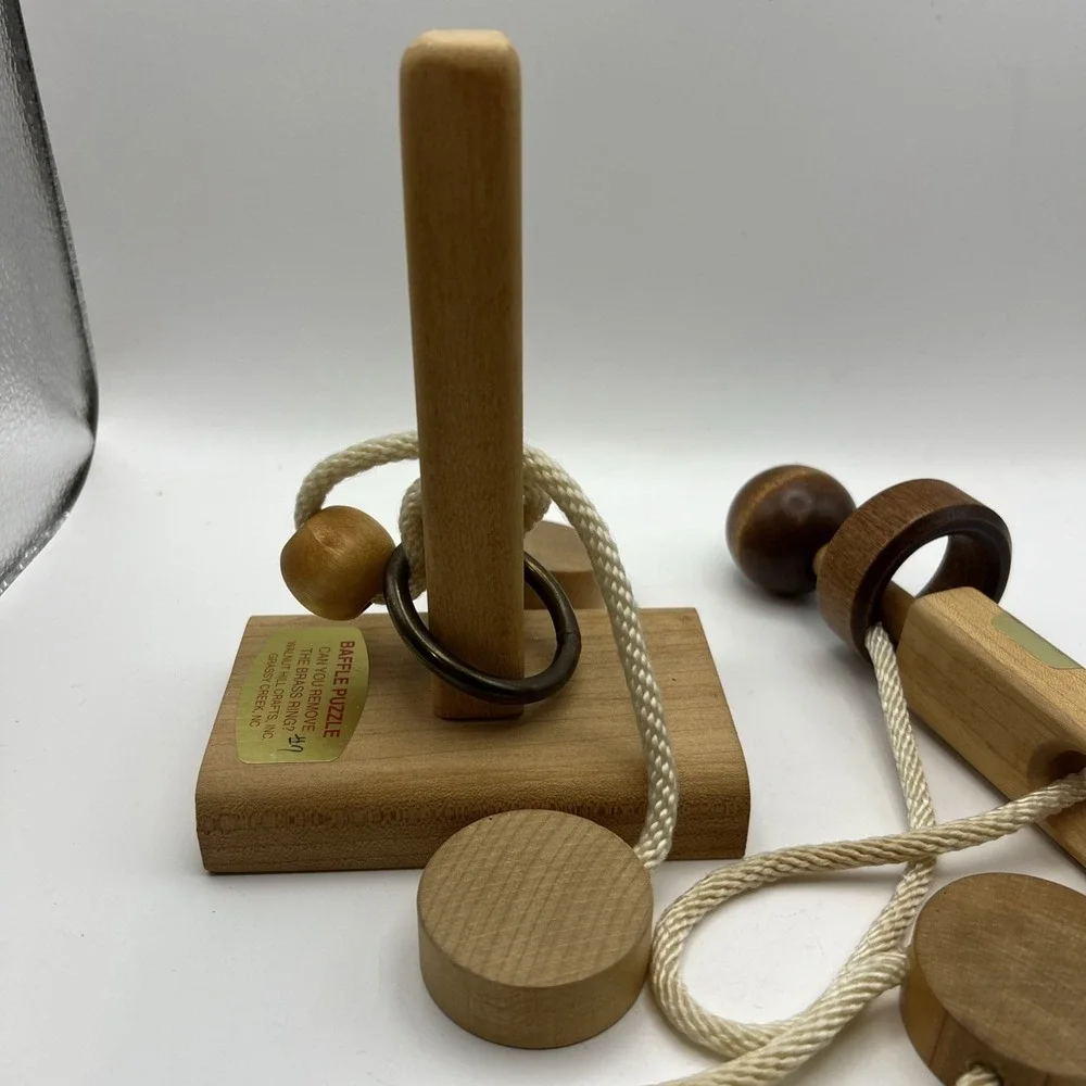 2 Vintage 1970's Wooden Brain Teasers By Baffle Puzzles USA
